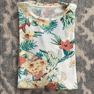 NWT AllSaints Floral Calypso SS Crew White Shirt L